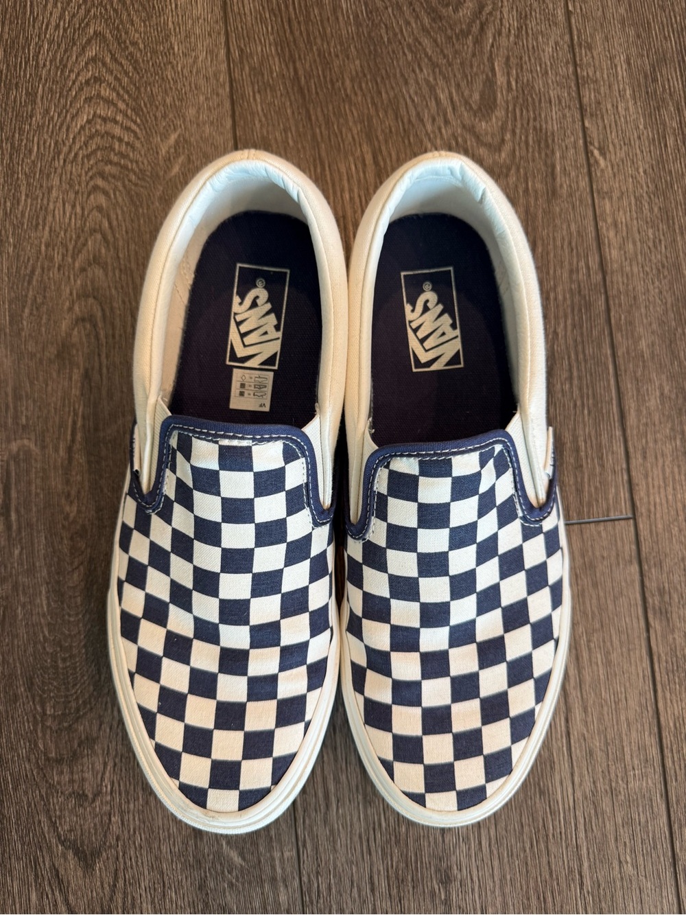 Vans Checkerboard Slip-On Sneakers - Navy and White